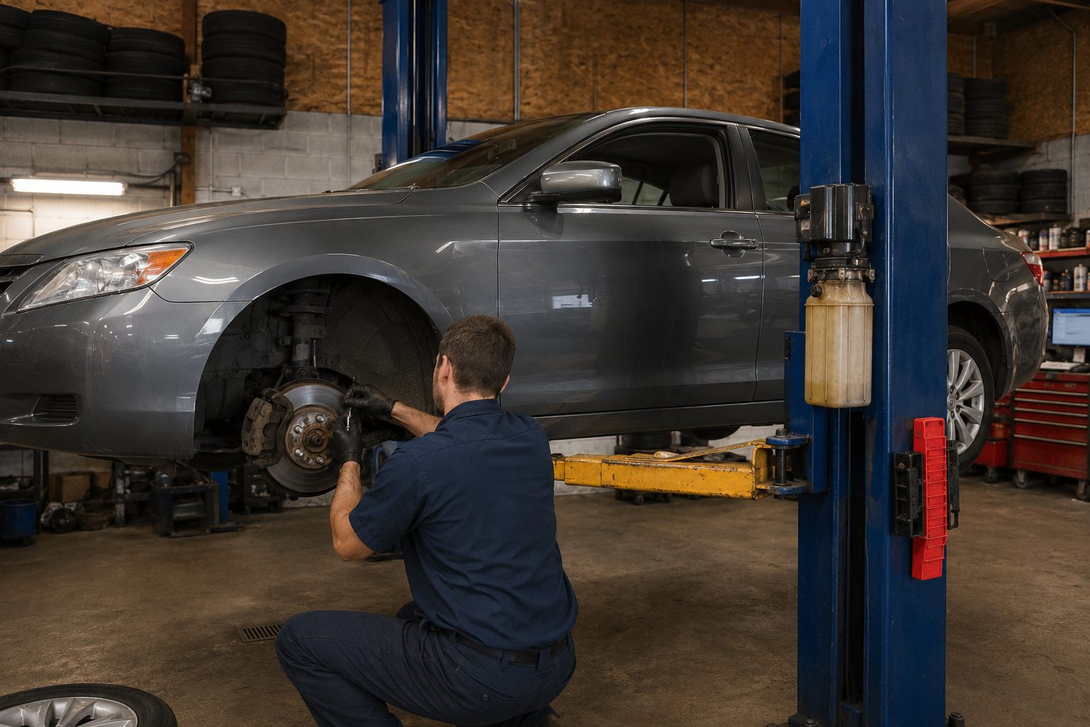 Brake service underway at RD Automotive in Wheeling